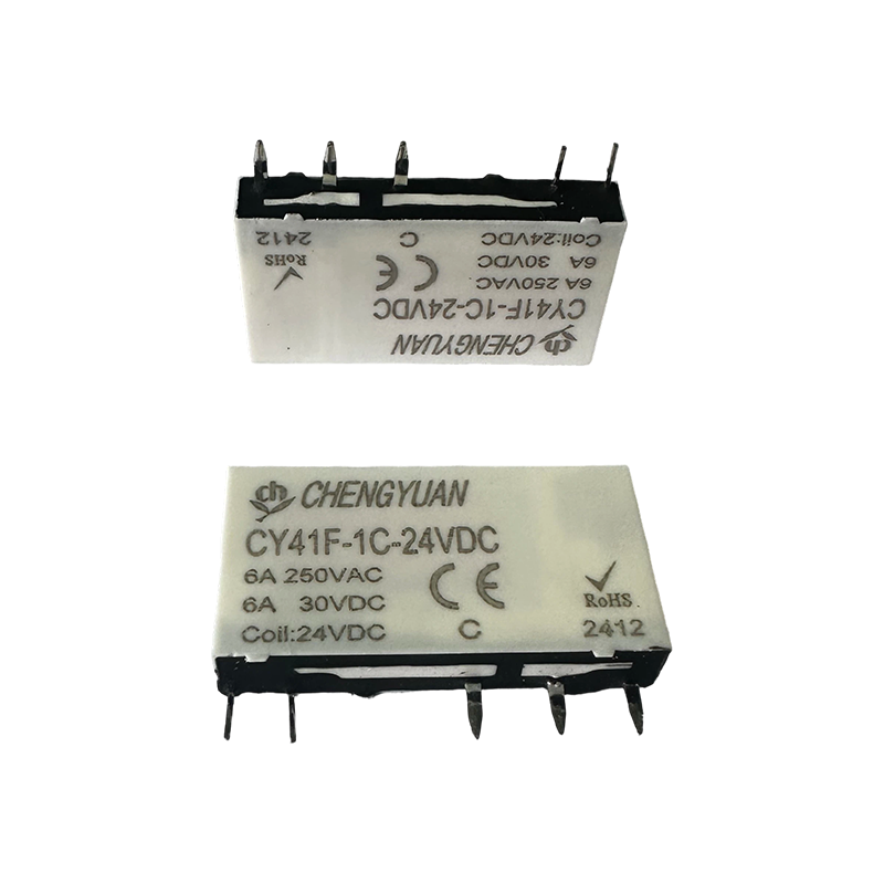 CY41F relé, tenké výkonové relé, 41F relé, signálne relé, 5PIN PCB 6A malé relé.